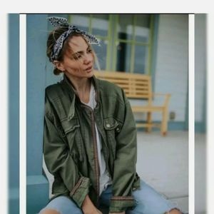 Free People olive green flight line bomber jacket